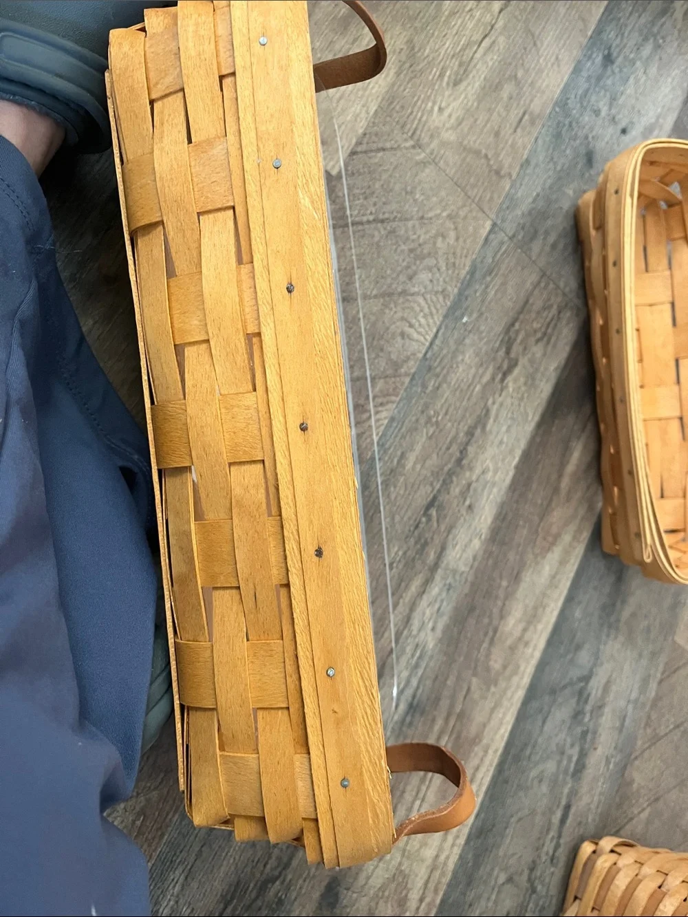 Longaberger 1995-1996 Set of two Woven Wood Handle Basket Set in Natural Brown